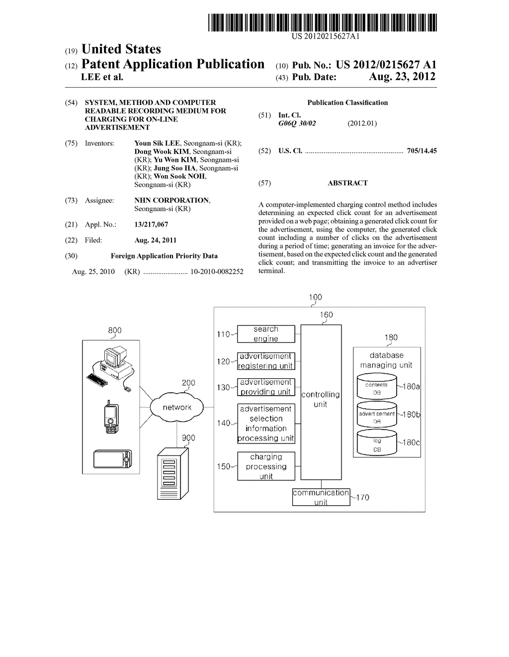 SYSTEM, METHOD AND COMPUTER READABLE RECORDING MEDIUM FOR CHARGING FOR     ON-LINE ADVERTISEMENT - diagram, schematic, and image 01