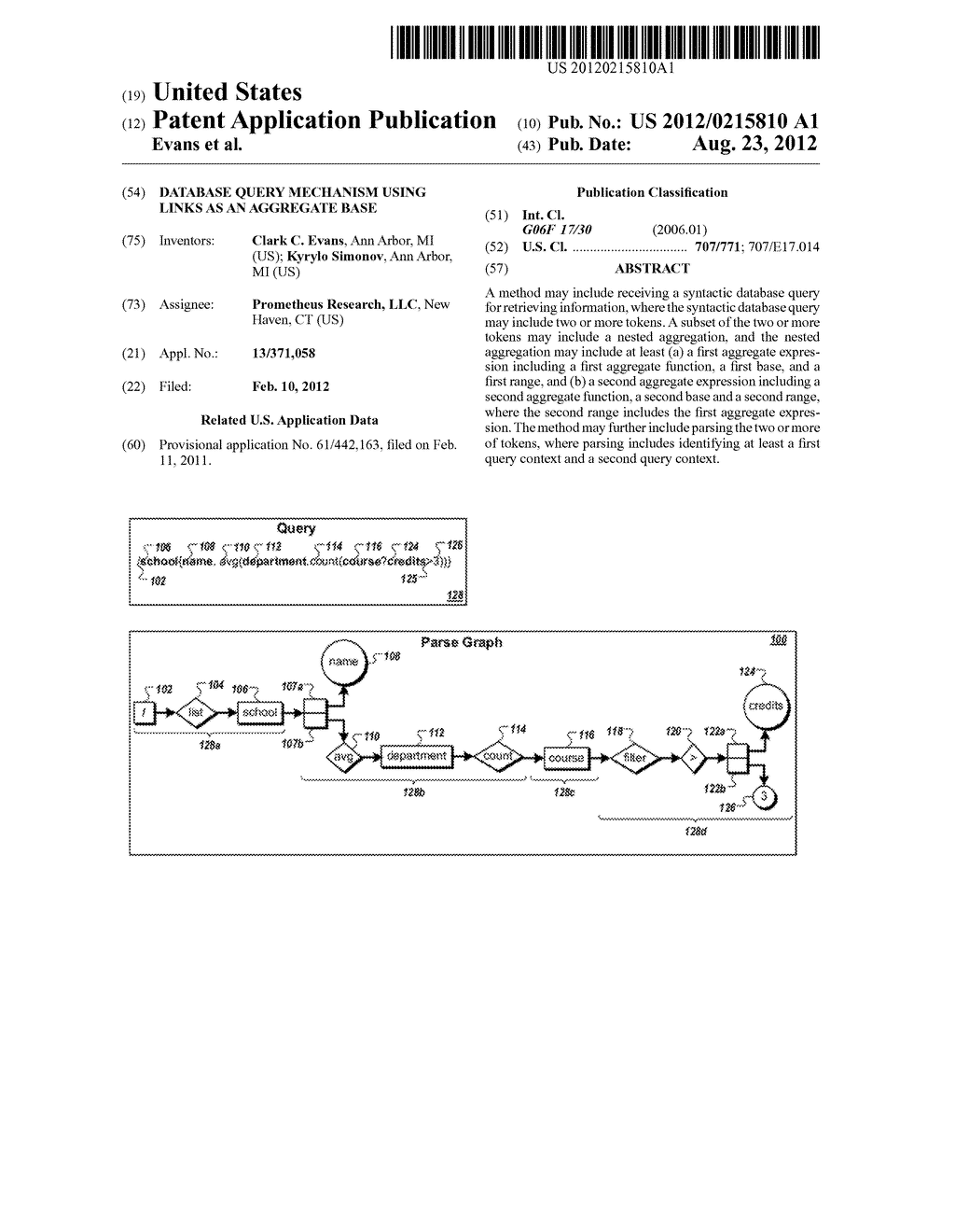 DATABASE QUERY MECHANISM USING LINKS AS AN AGGREGATE BASE - diagram, schematic, and image 01