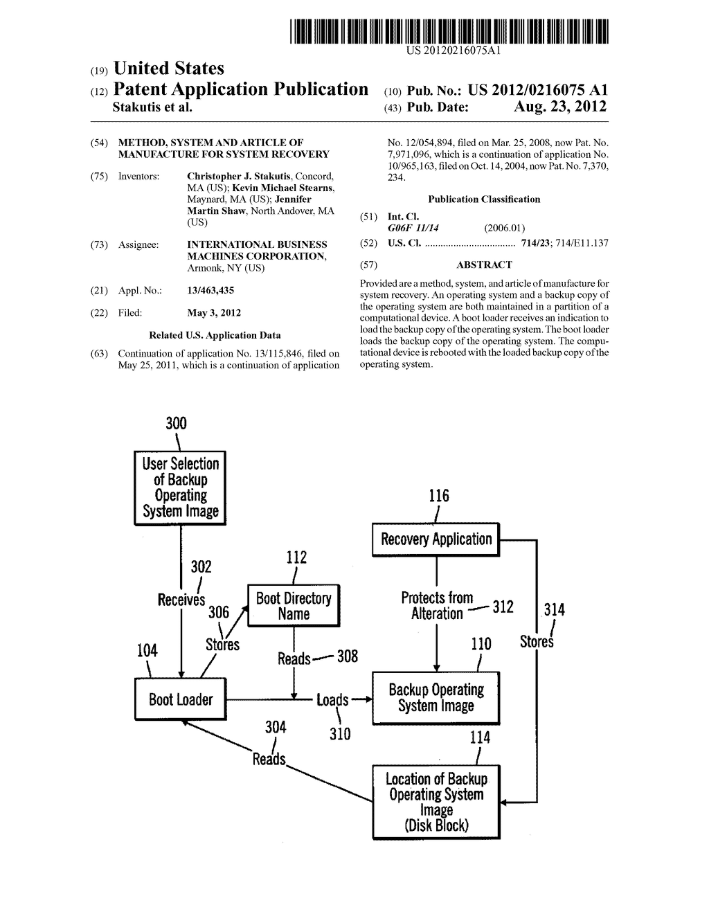 METHOD, SYSTEM AND ARTICLE OF MANUFACTURE FOR SYSTEM RECOVERY - diagram, schematic, and image 01