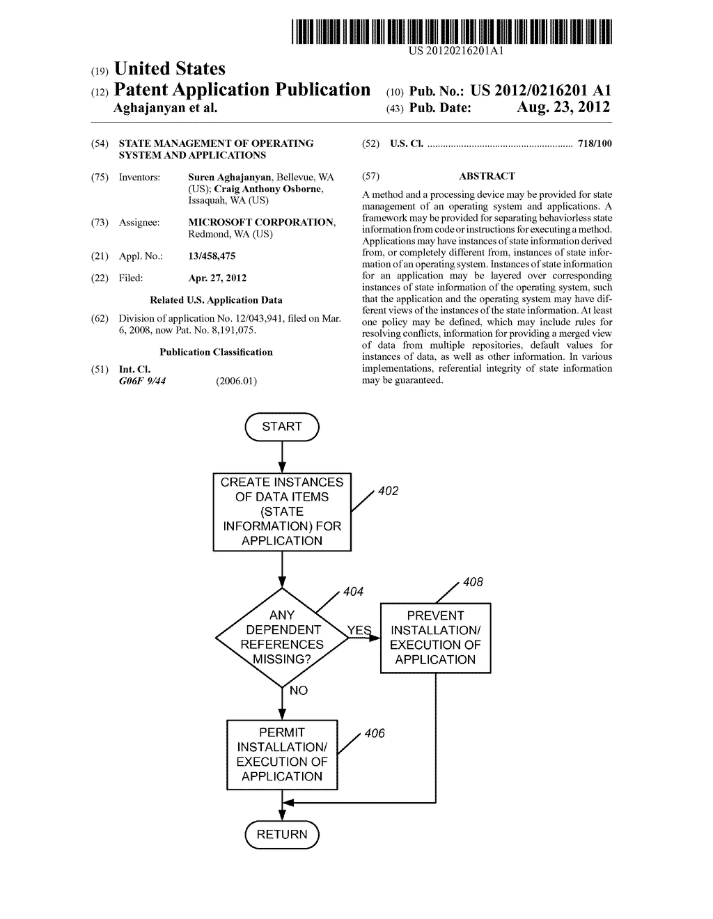 STATE MANAGEMENT OF OPERATING SYSTEM AND APPLICATIONS - diagram, schematic, and image 01