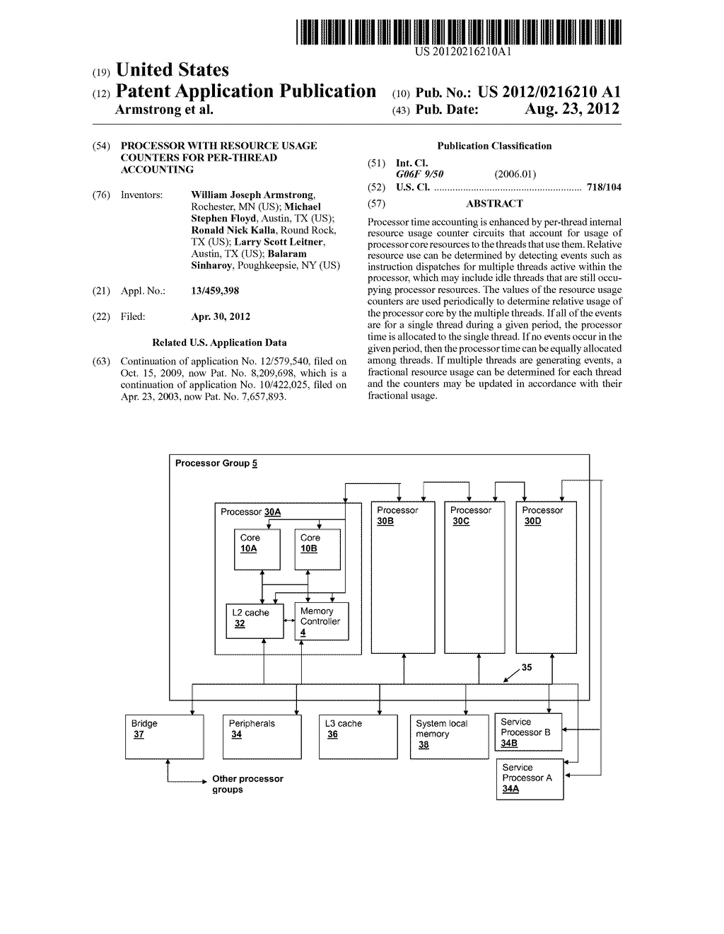 PROCESSOR WITH RESOURCE USAGE COUNTERS FOR PER-THREAD ACCOUNTING - diagram, schematic, and image 01