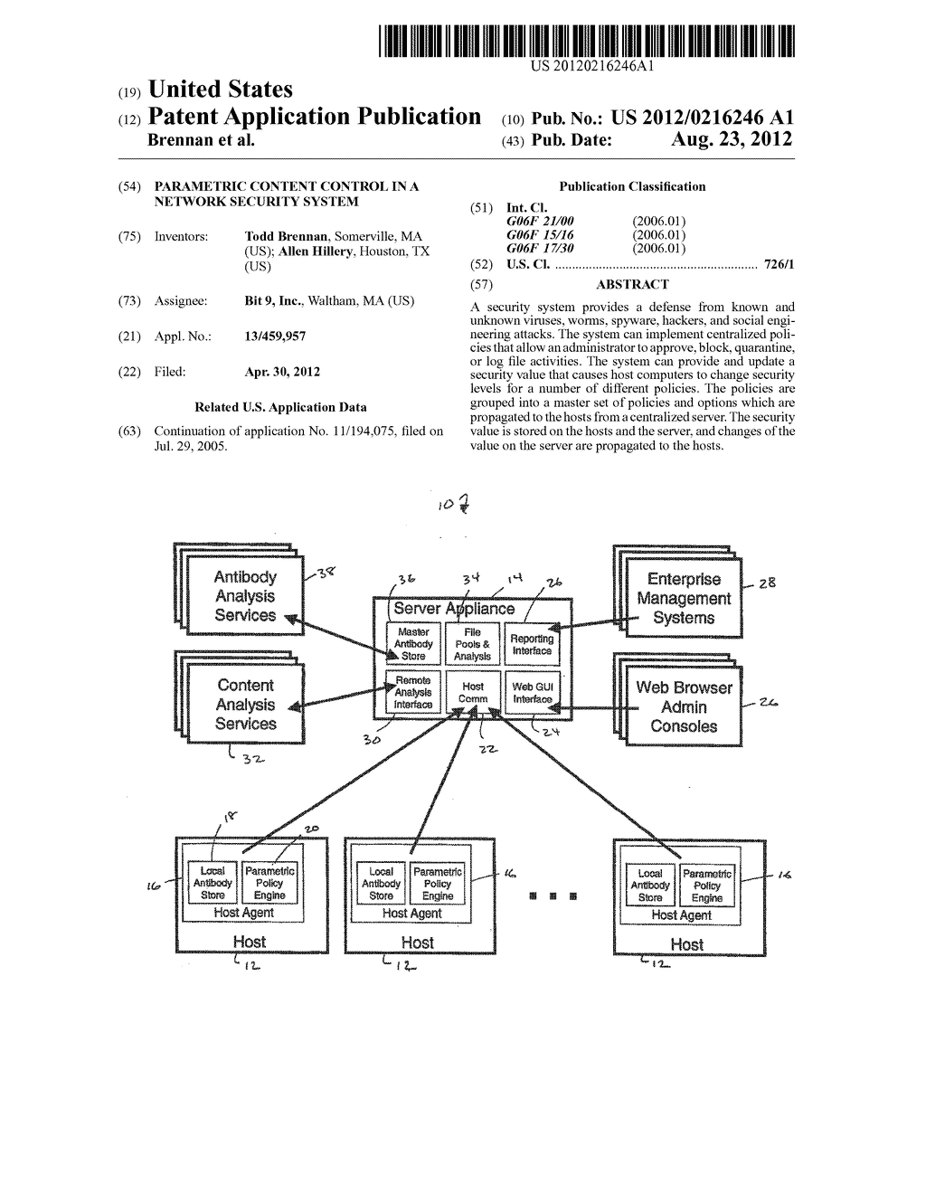 PARAMETRIC CONTENT CONTROL IN A NETWORK SECURITY SYSTEM - diagram, schematic, and image 01