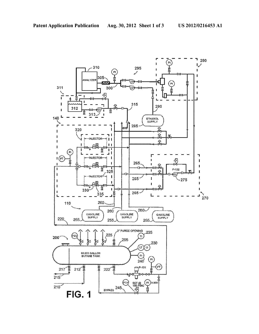 METHOD FOR MODIFYING THE VOLATILITY OF PETROLEUM PRIOR TO ETHANOL ADDITION - diagram, schematic, and image 02