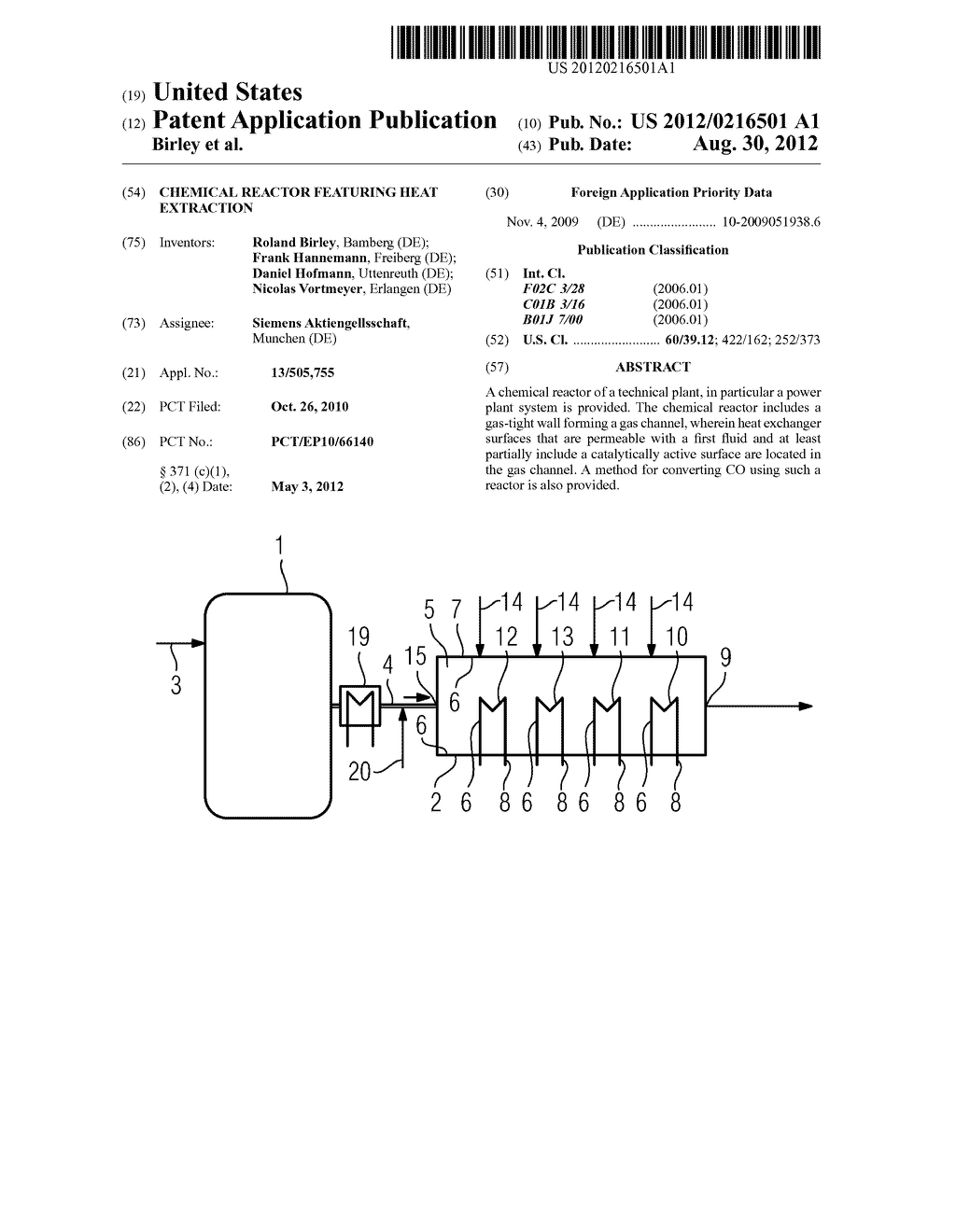 Chemical reactor featuring heat extraction - diagram, schematic, and image 01