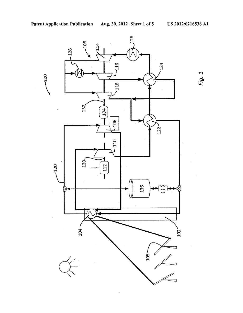 SUPERCRITICAL CARBON DIOXIDE POWER CYCLE CONFIGURATION FOR USE IN     CONCENTRATING SOLAR POWER SYSTEMS - diagram, schematic, and image 02