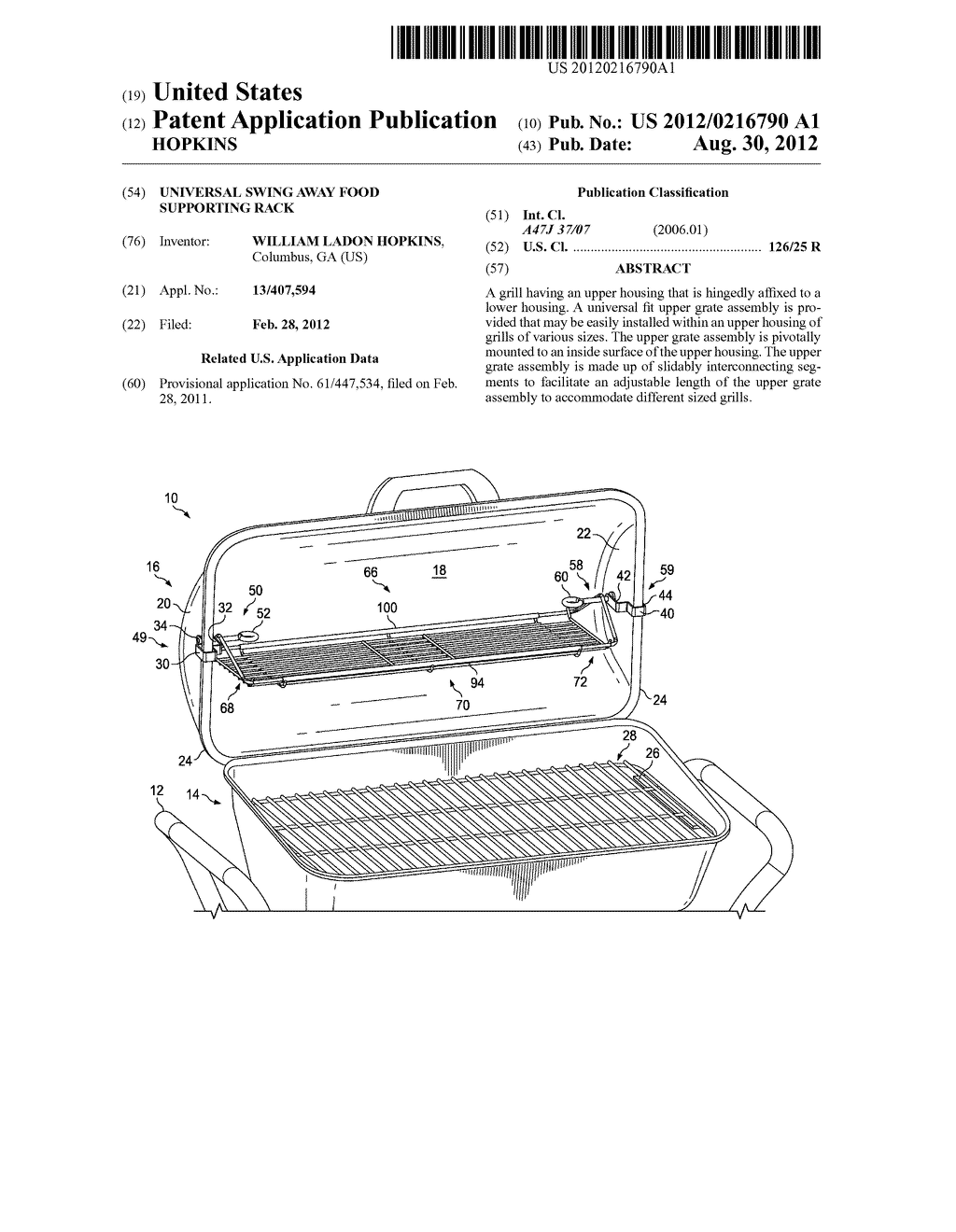 UNIVERSAL SWING AWAY FOOD SUPPORTING RACK - diagram, schematic, and image 01