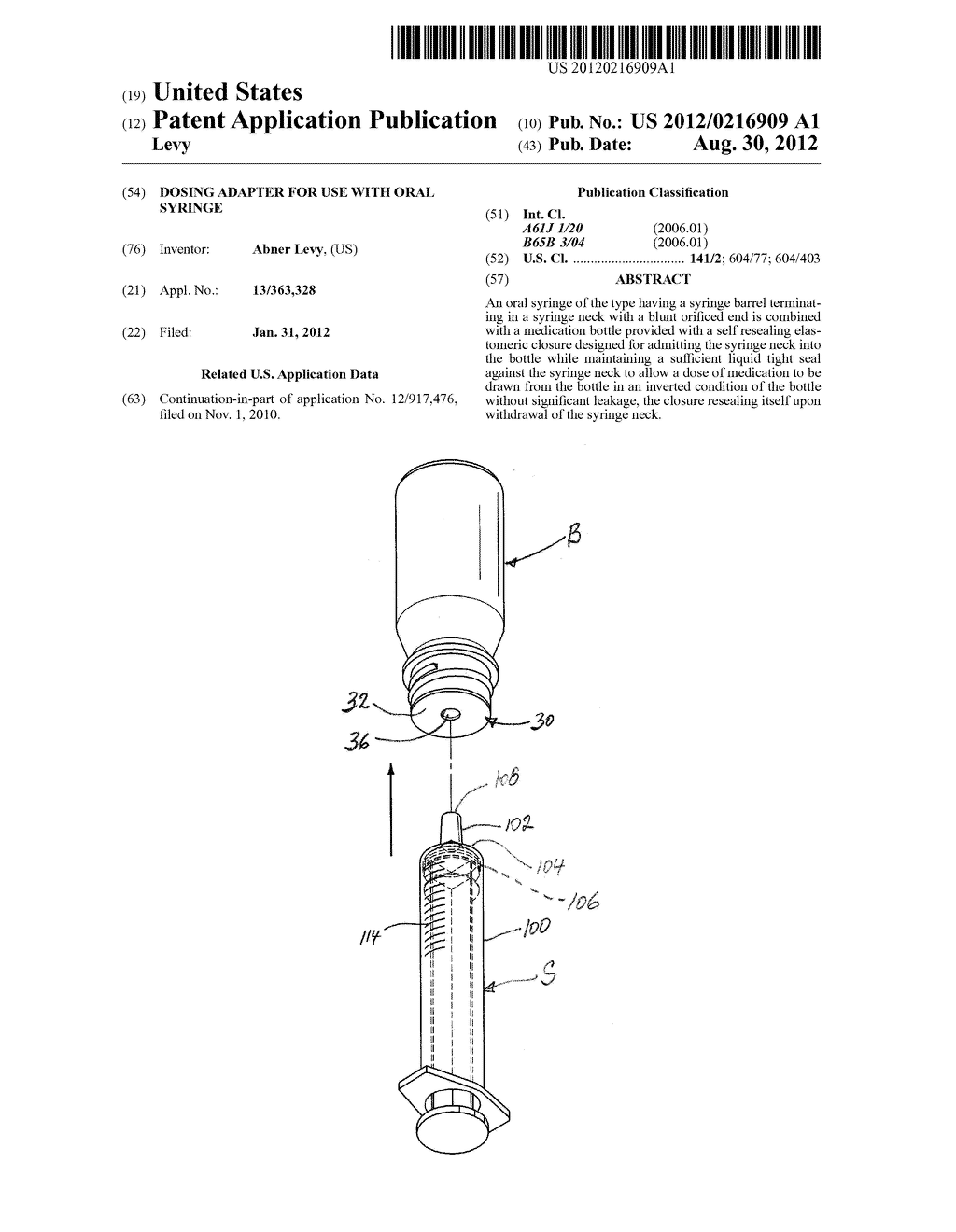 Dosing Adapter for Use with Oral Syringe - diagram, schematic, and image 01