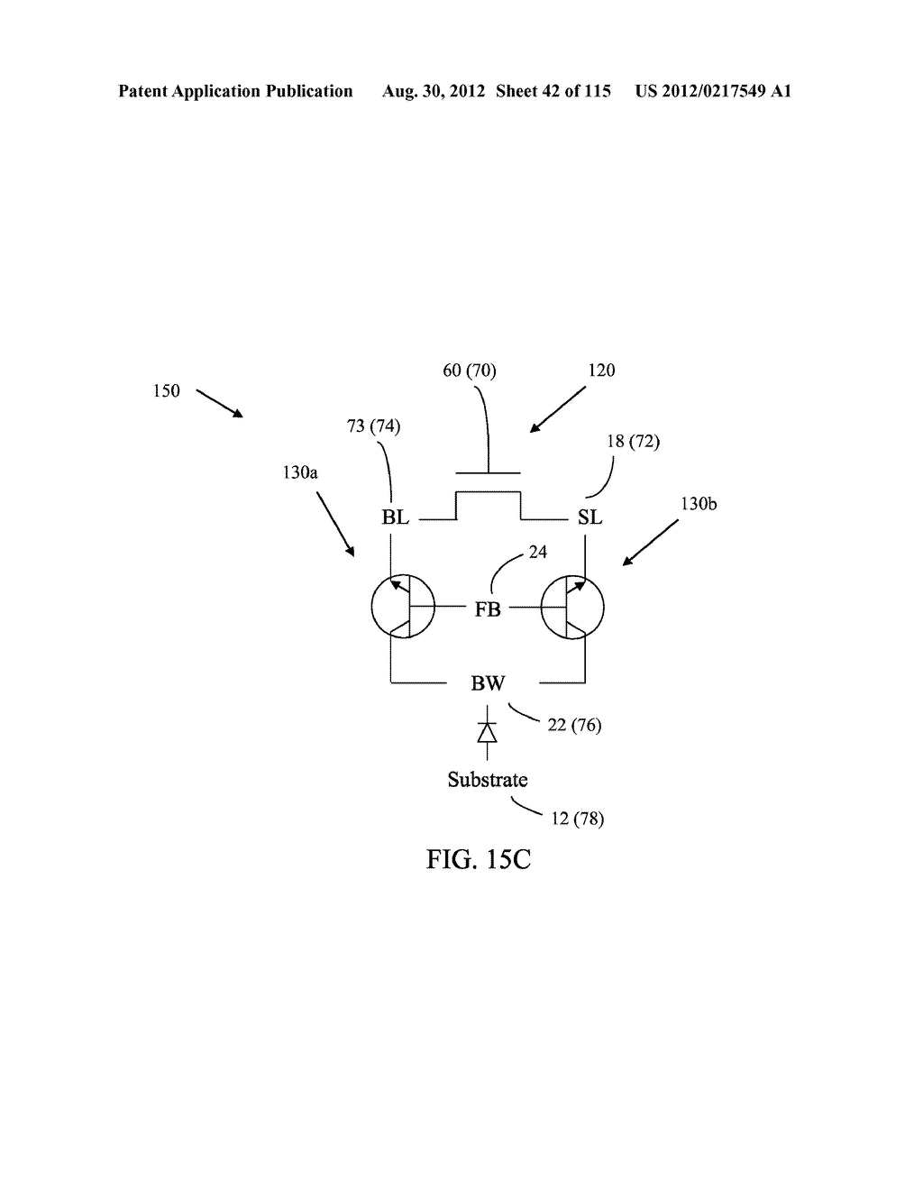 ASYMMETRIC SEMICONDUCTOR MEMORY DEVICE HAVING ELECTRICALLY FLOATING BODY     TRANSISTOR - diagram, schematic, and image 43