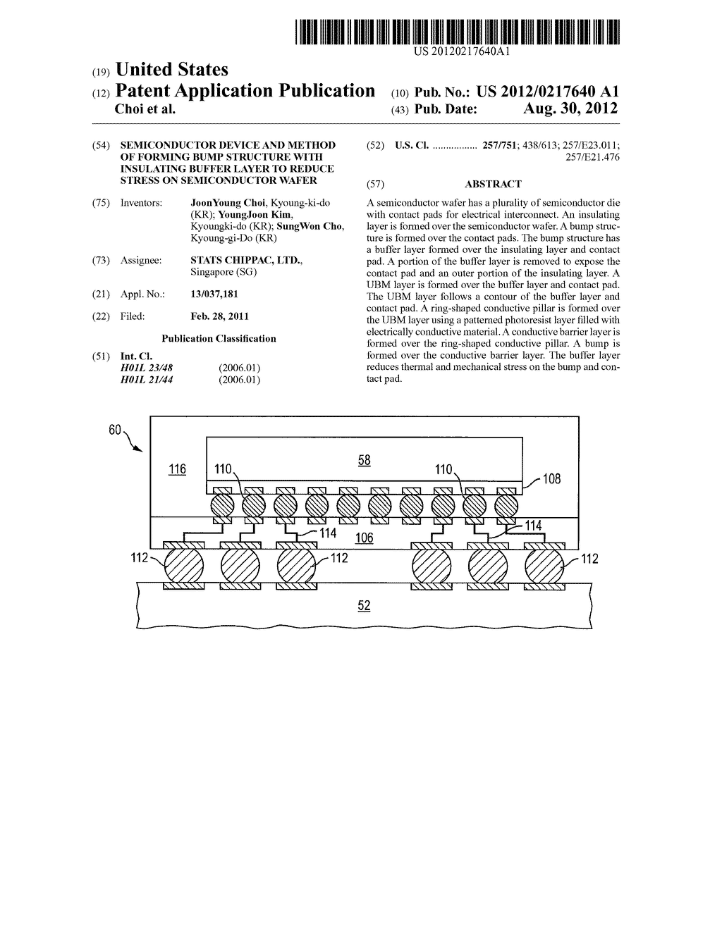 Semiconductor Device and Method of Forming Bump Structure with Insulating     Buffer Layer to Reduce Stress on Semiconductor Wafer - diagram, schematic, and image 01