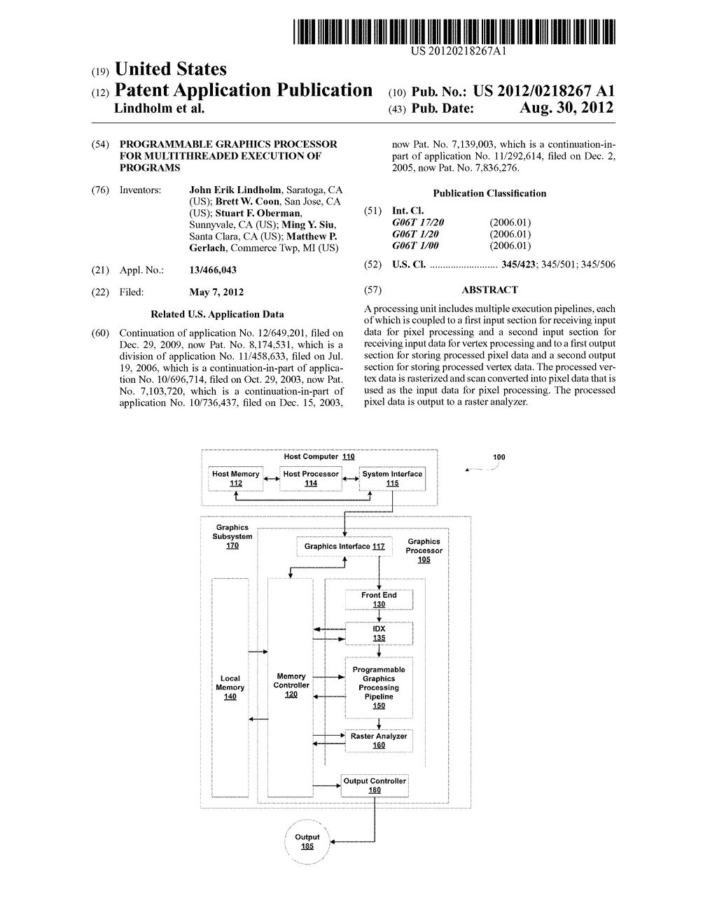 PROGRAMMABLE GRAPHICS PROCESSOR FOR MULTITHREADED EXECUTION OF PROGRAMS - diagram, schematic, and image 01