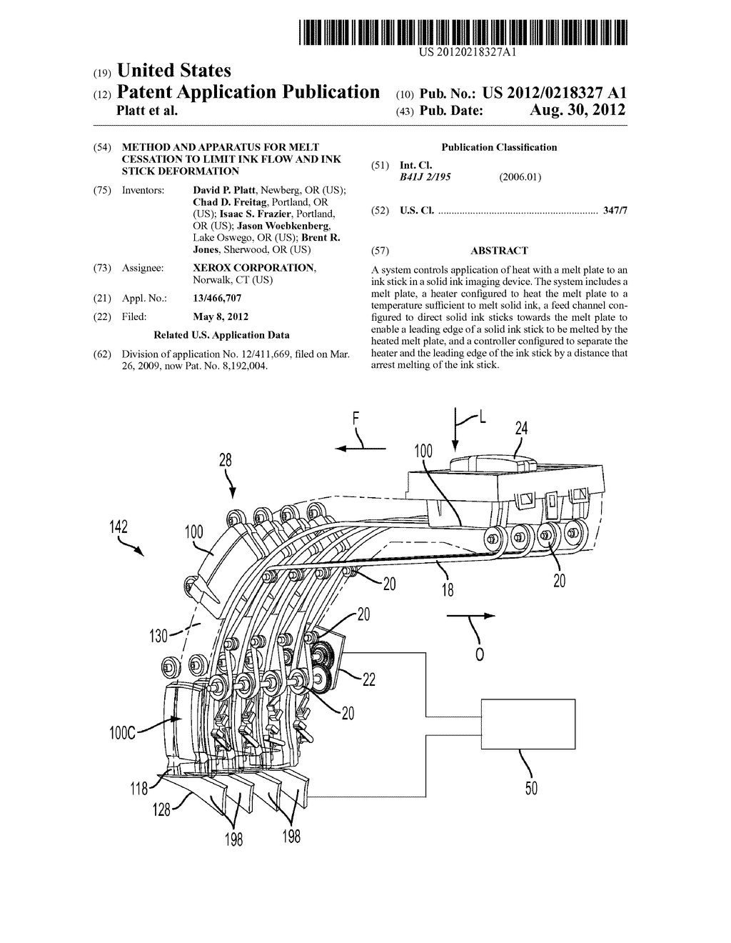 Method And Apparatus For Melt Cessation To Limit Ink Flow And Ink Stick     Deformation - diagram, schematic, and image 01