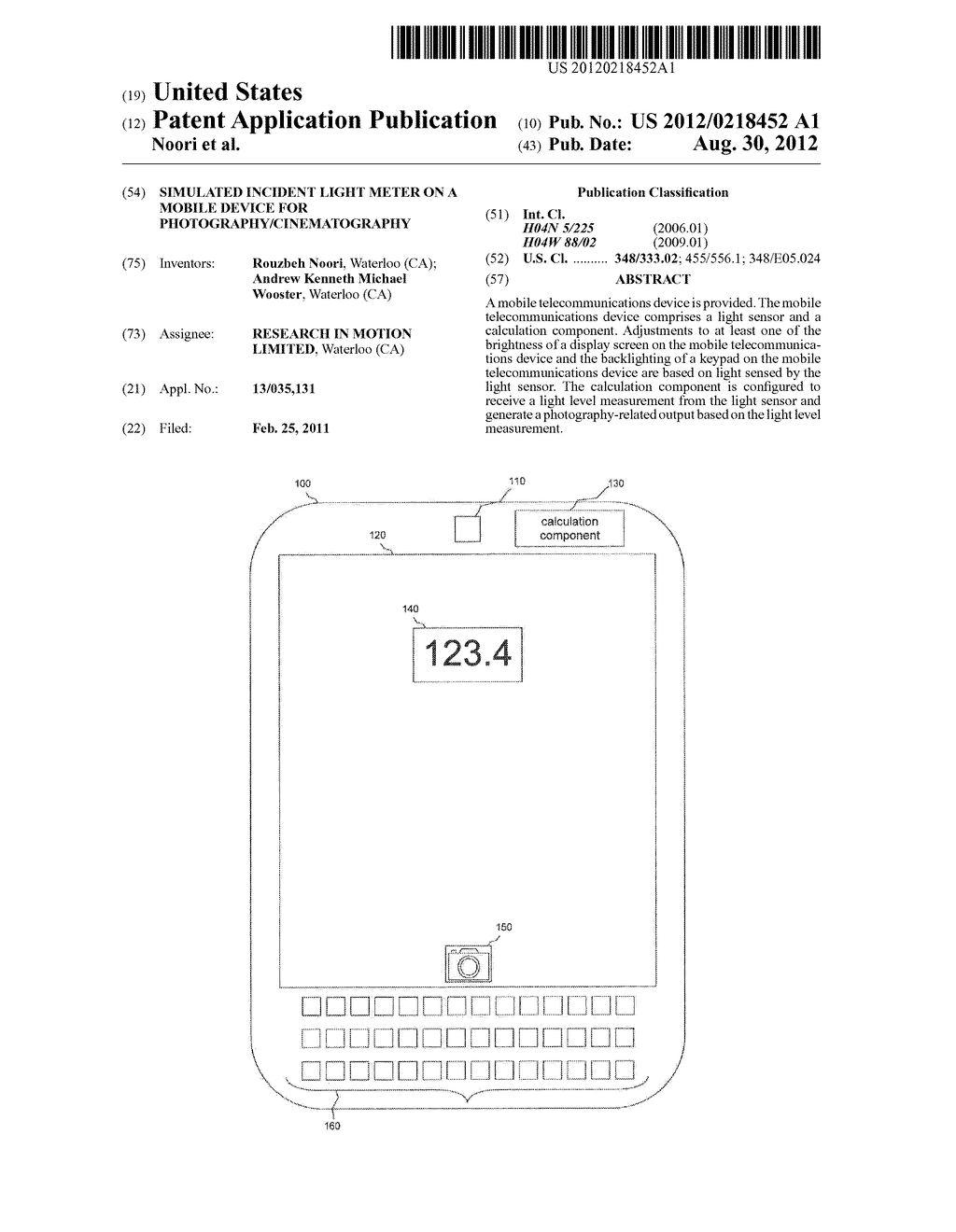 Simulated Incident Light Meter on a Mobile Device for     Photography/Cinematography - diagram, schematic, and image 01