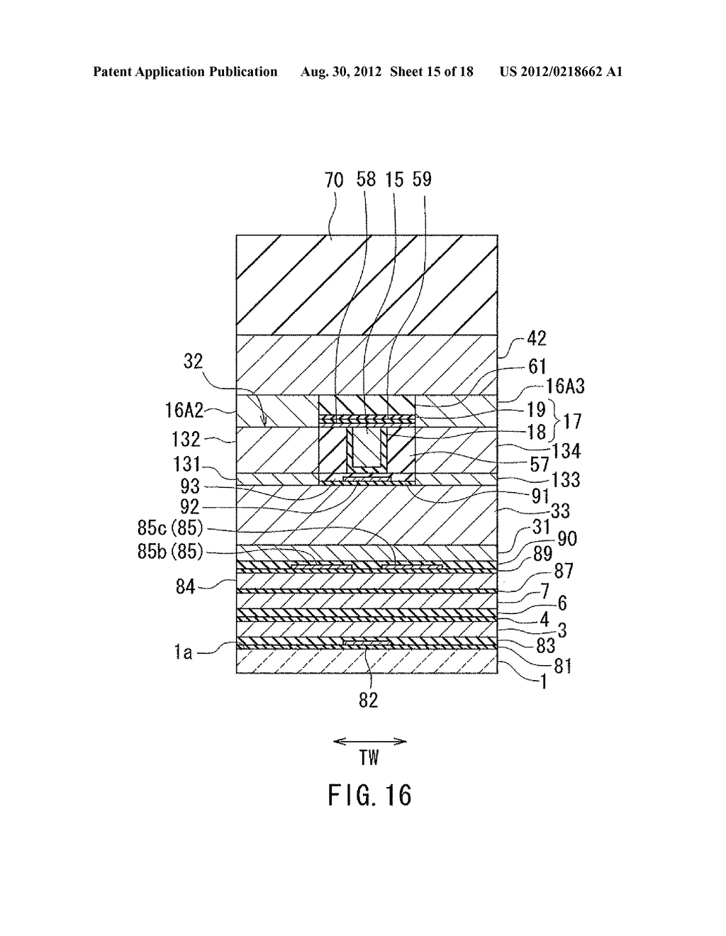 MAGNETIC HEAD FOR PERPENDICULAR MAGNETIC RECORDING THAT INCLUDES A SENSOR     FOR DETECTING CONTACT WITH A RECORDING MEDIUM - diagram, schematic, and image 16