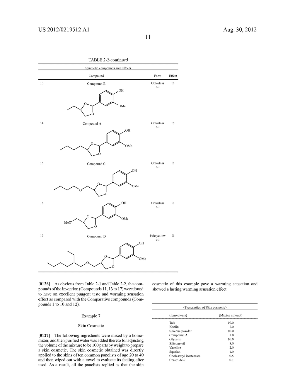 VANILLIN ACETALS AND SENSORY STIMULANT COMPOSITION CONTAINING THE SAME - diagram, schematic, and image 12
