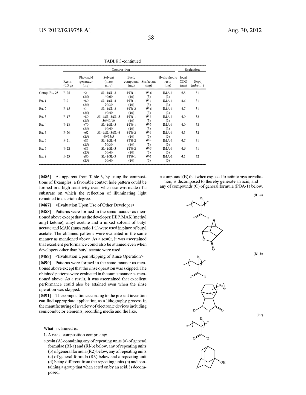 RESIST COMPOSITION, RESIST FILM THEREFROM AND METHOD OF FORMING NEGATIVE     PATTERN USING THE COMPOSITION - diagram, schematic, and image 61