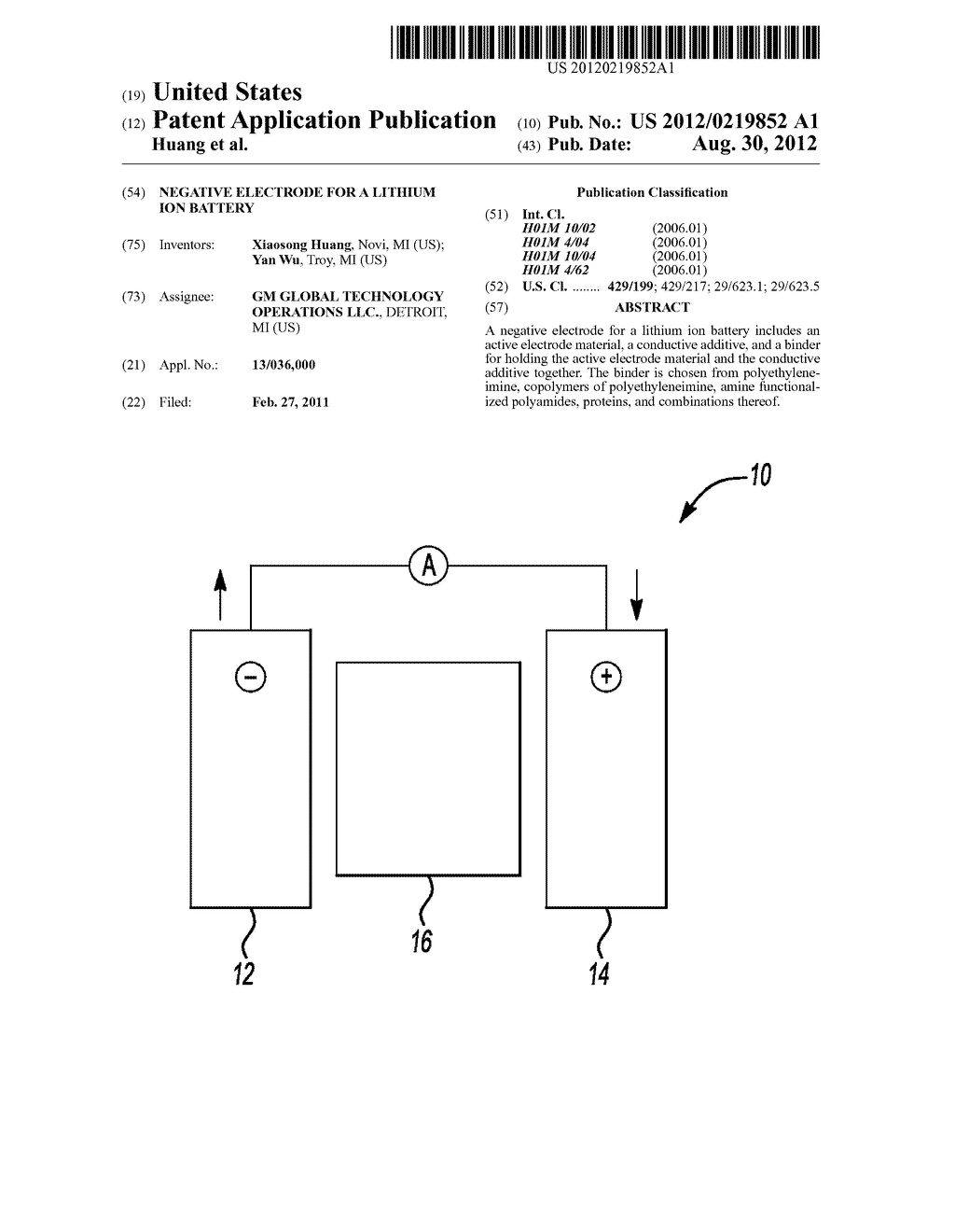 NEGATIVE ELECTRODE FOR A LITHIUM ION BATTERY - diagram, schematic, and image 01