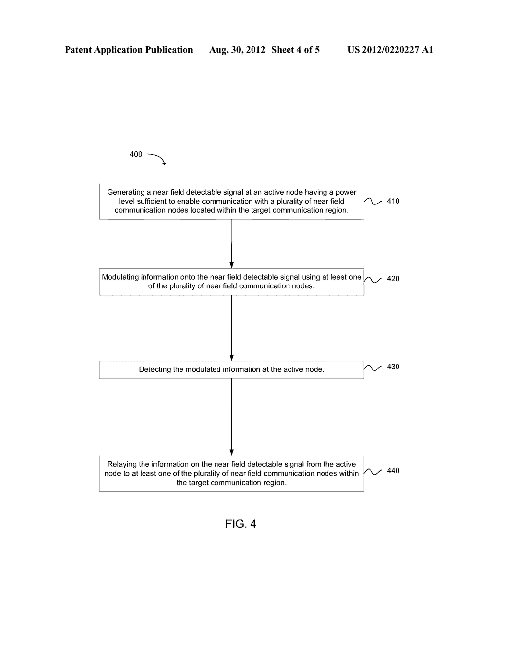 SYSTEM AND METHOD FOR COMMUNICATING BETWEEN NEAR FIELD COMMUNICATION     DEVICES WITHIN A TARGET REGION USING NEAR FIELD COMMUNICATION - diagram, schematic, and image 05