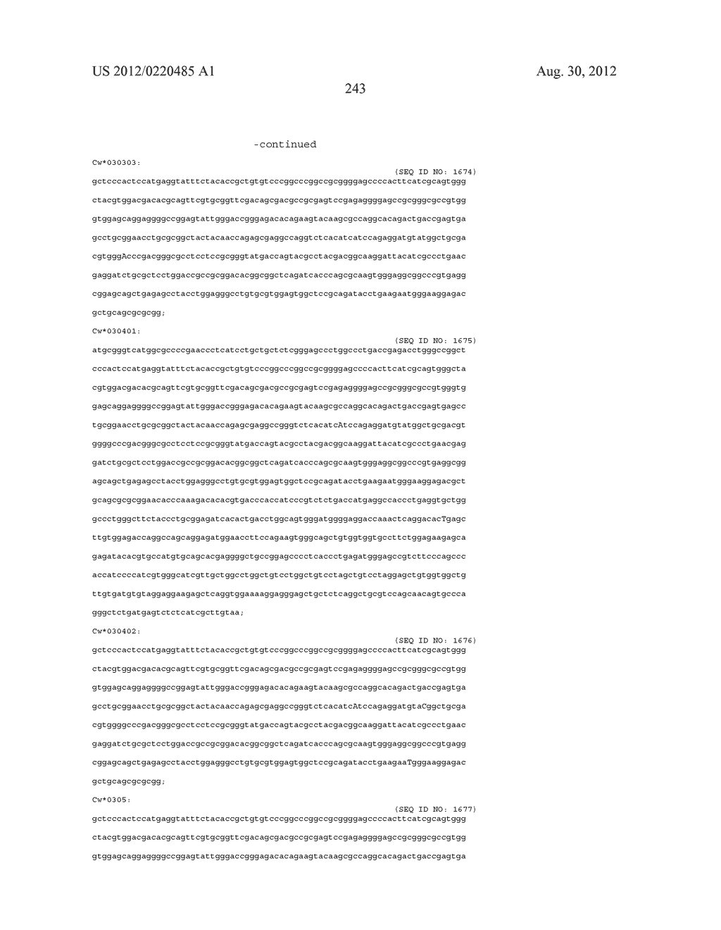 PROBE SET AND METHOD FOR IDENTIFYING HLA ALLELE - diagram, schematic, and image 244