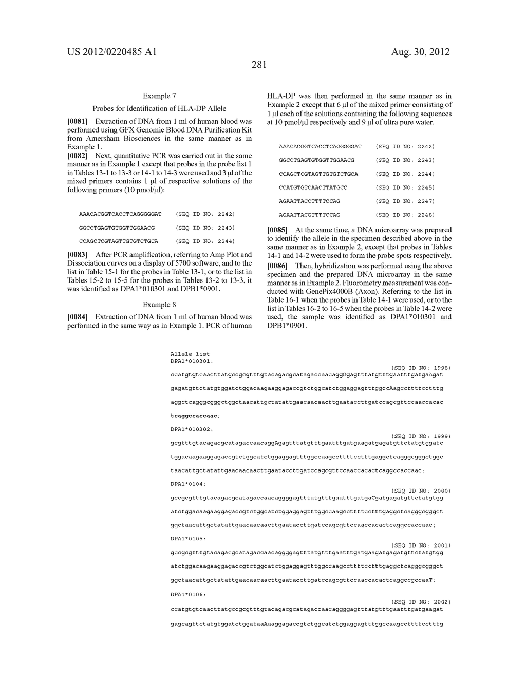 PROBE SET AND METHOD FOR IDENTIFYING HLA ALLELE - diagram, schematic, and image 282