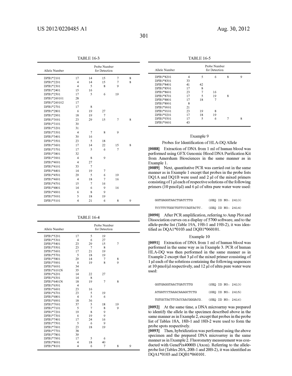 PROBE SET AND METHOD FOR IDENTIFYING HLA ALLELE - diagram, schematic, and image 302