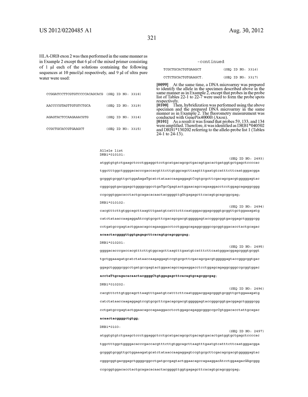 PROBE SET AND METHOD FOR IDENTIFYING HLA ALLELE - diagram, schematic, and image 322