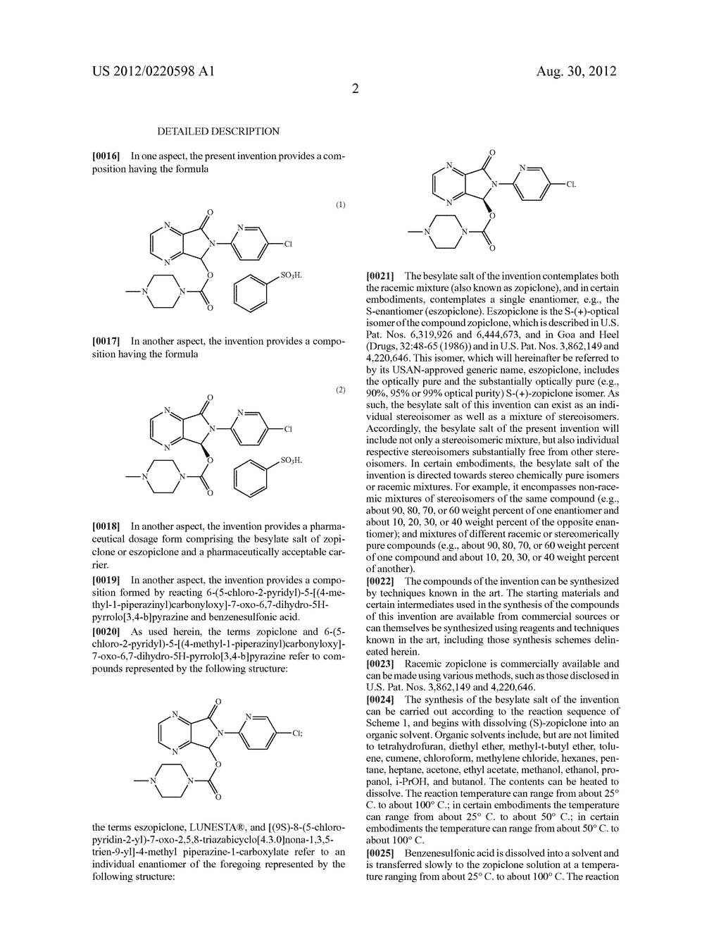 Besylate Salts of 6-(5-Chloro-2-Pyridyl)-5-[(4     Methyl-1-Piperazinyl)Carbonyloxy]-7-oxo-6,     7-dihydro-5H-Pyrrolo[3,4-b]Pyrazine - diagram, schematic, and image 04