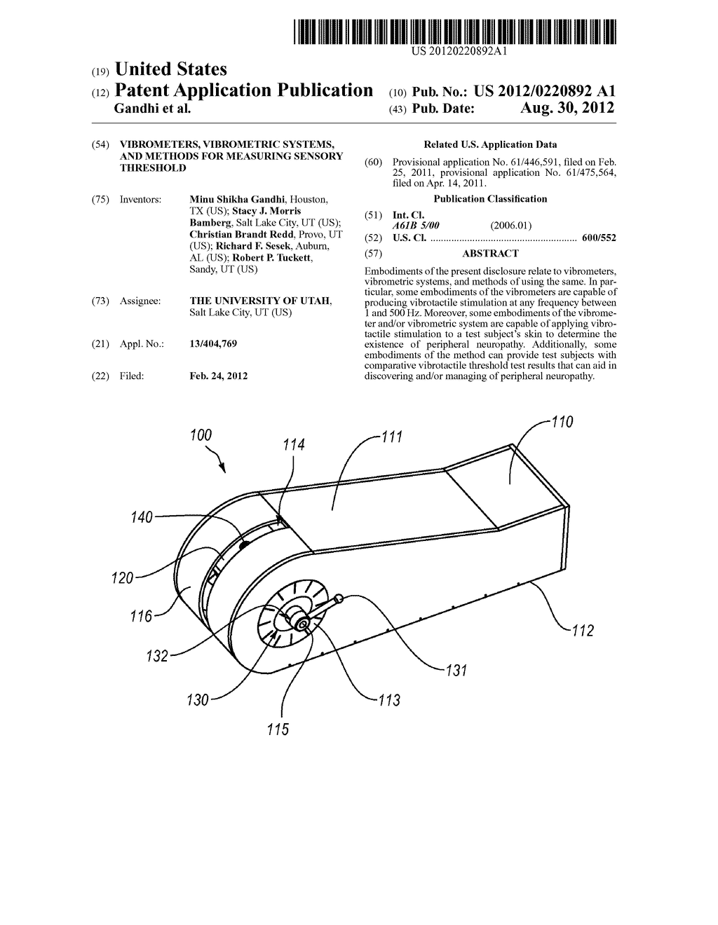 VIBROMETERS, VIBROMETRIC SYSTEMS, AND METHODS FOR MEASURING SENSORY     THRESHOLD - diagram, schematic, and image 01