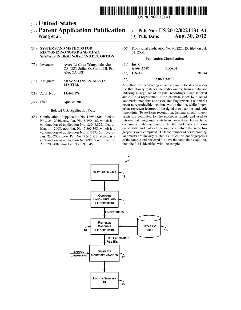 Systems and Methods for Recognizing Sound and Music Signals in High Noise     and Distortion - diagram, schematic, and image 01