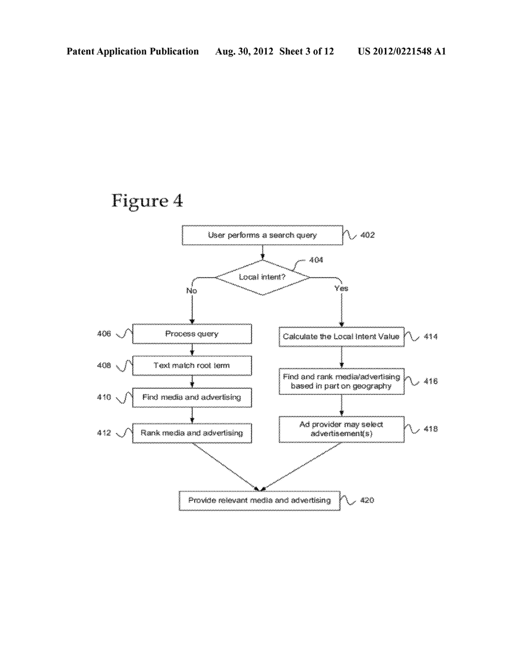 SYSTEM FOR DETERMINING THE GEOGRAPHIC RANGE OF LOCAL INTENT IN A SEARCH     QUERY - diagram, schematic, and image 04