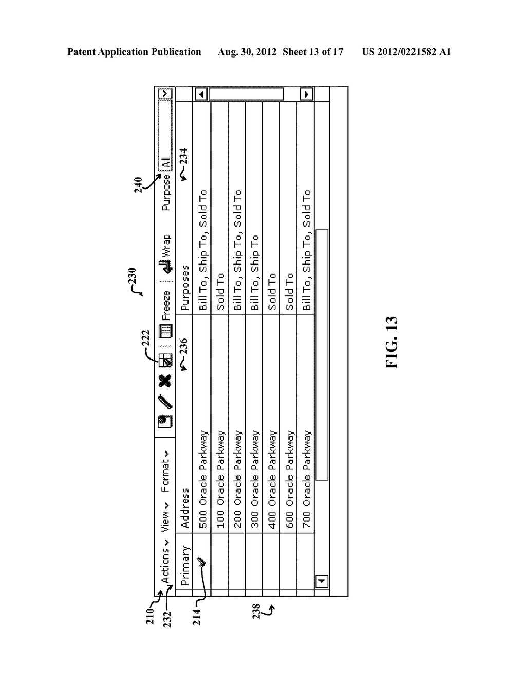 SETTING AND DISPLAYING PRIMARY OBJECTS FOR ONE OR MORE PURPOSES IN A TABLE     FOR ENTERPRISE BUSINESS APPLICATIONS - diagram, schematic, and image 14