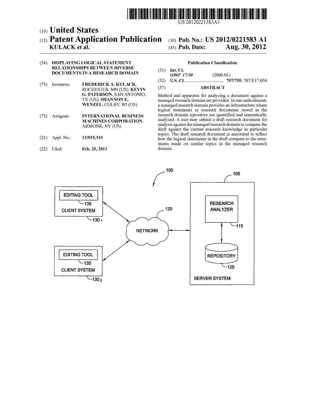 DISPLAYING LOGICAL STATEMENT RELATIONSHIPS BETWEEN DIVERSE DOCUMENTS IN A     RESEARCH DOMAIN - diagram, schematic, and image 01