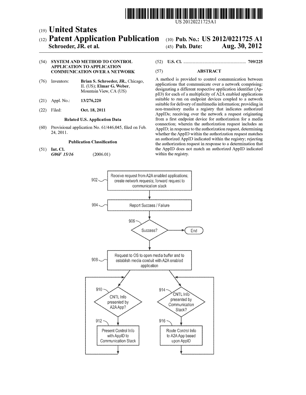 SYSTEM AND METHOD TO CONTROL APPLICATION TO APPLICATION COMMUNICATION OVER     A NETWORK - diagram, schematic, and image 01