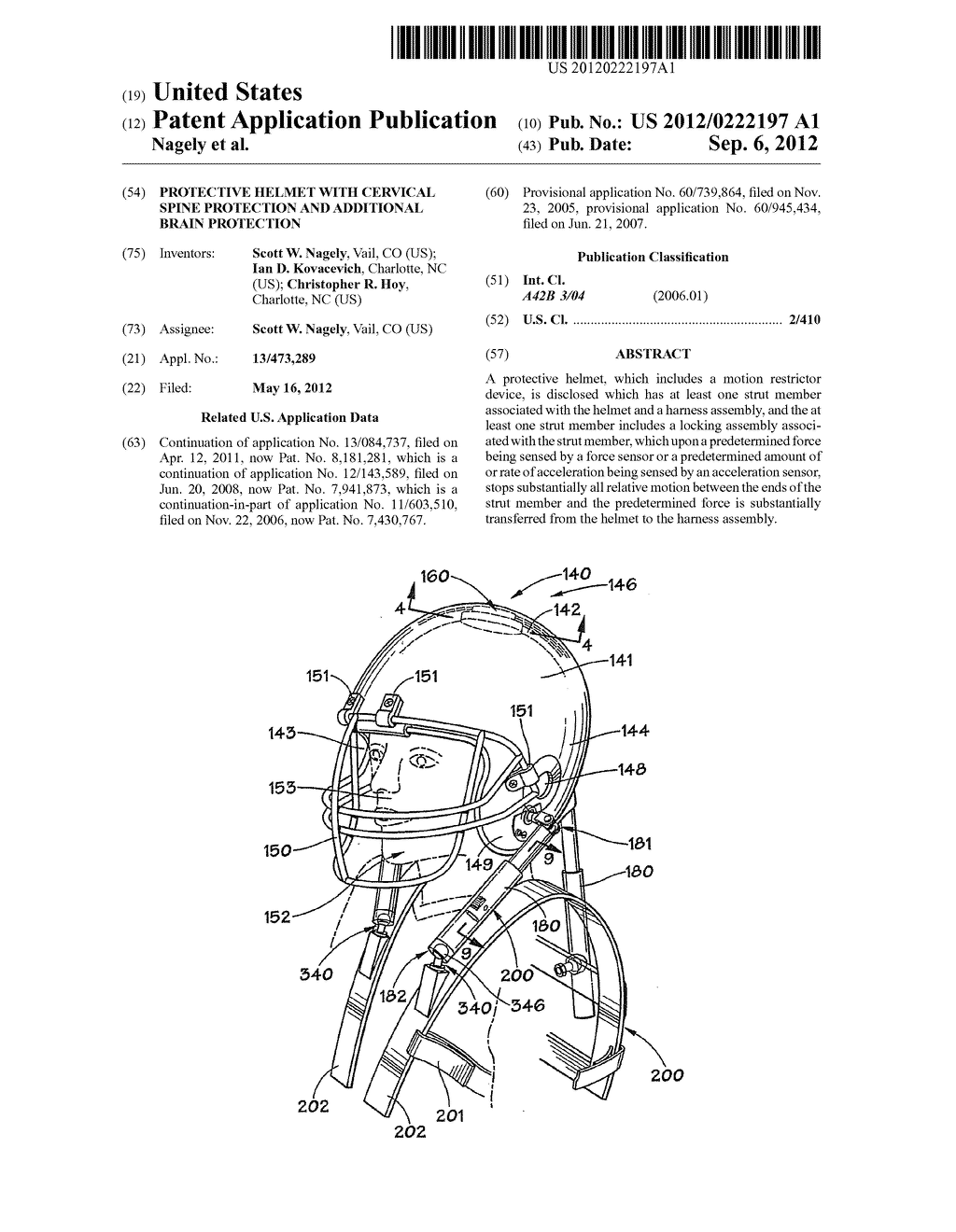 PROTECTIVE HELMET WITH CERVICAL SPINE PROTECTION AND ADDITIONAL BRAIN     PROTECTION - diagram, schematic, and image 01