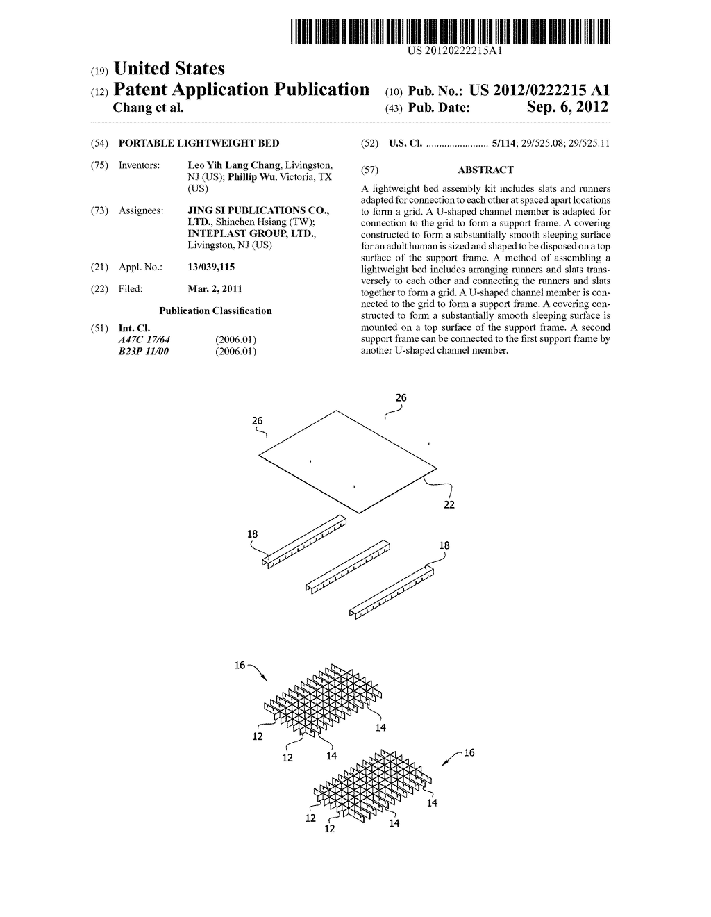 PORTABLE LIGHTWEIGHT BED - diagram, schematic, and image 01