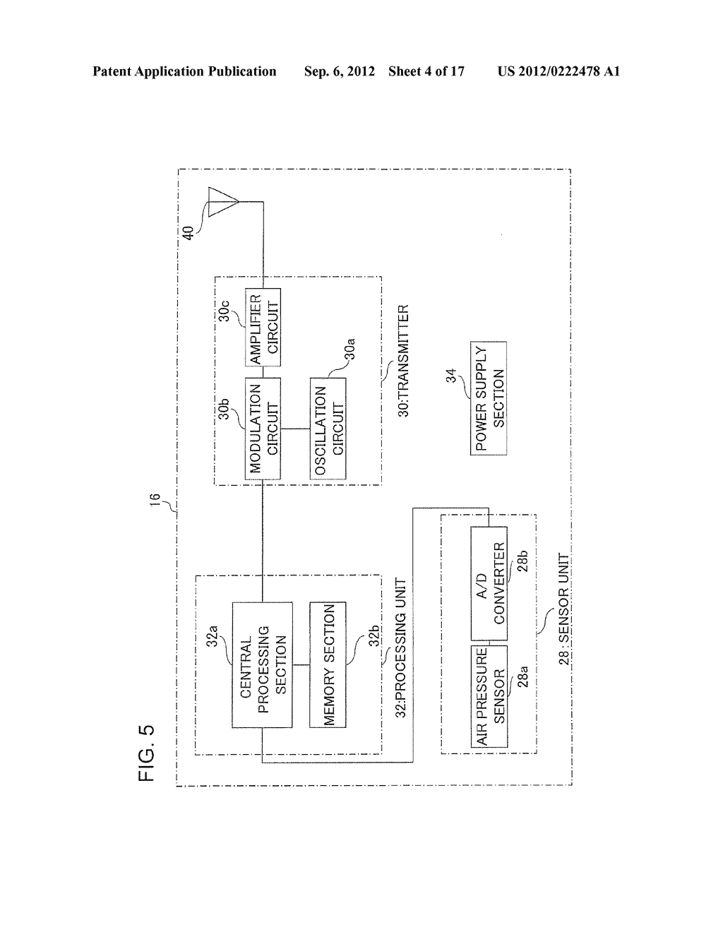 TRANSMISSION DEVICE FOR TRANSMITTING INFORMATION ABOUT TIRE CONDITION AND     TIRE CONDITION MONITORING SYSTEM - diagram, schematic, and image 05