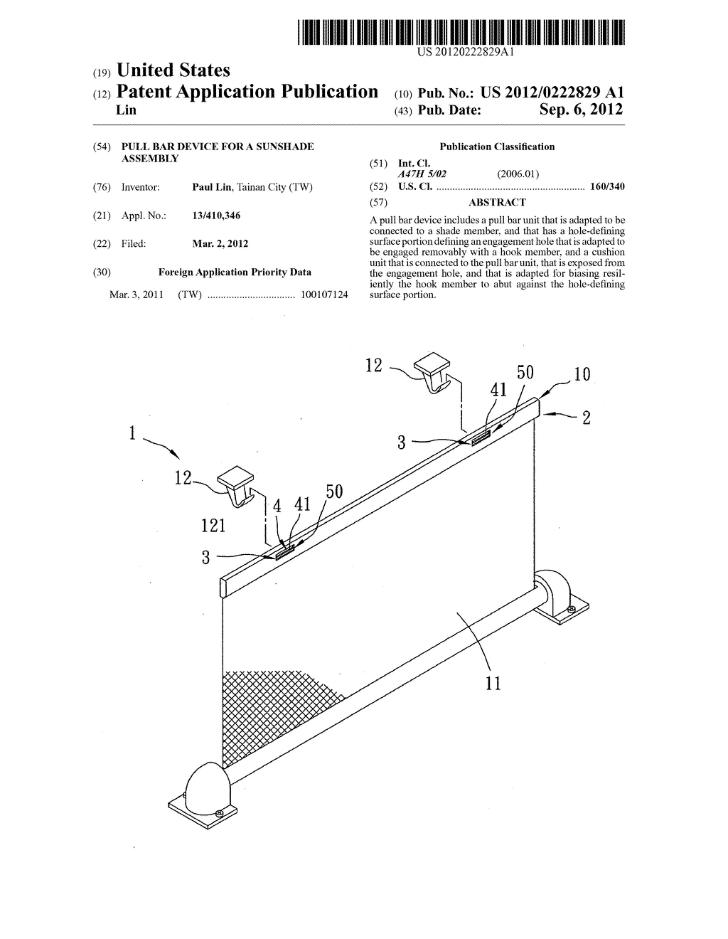 PULL BAR DEVICE FOR A SUNSHADE ASSEMBLY - diagram, schematic, and image 01