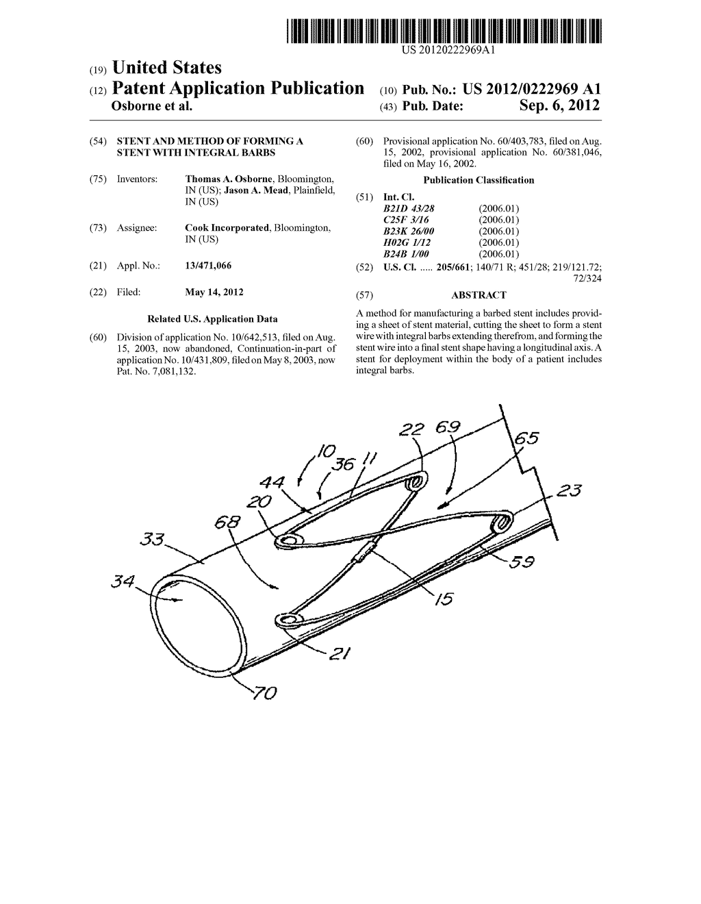 STENT AND METHOD OF FORMING A STENT WITH INTEGRAL BARBS - diagram, schematic, and image 01