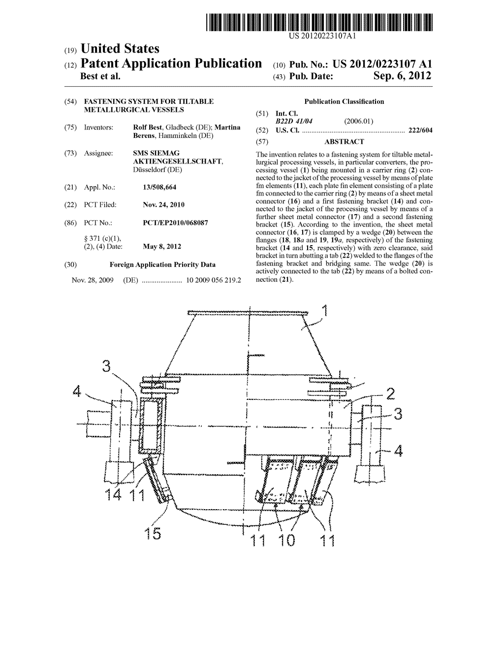 FASTENING SYSTEM FOR TILTABLE METALLURGICAL VESSELS - diagram, schematic, and image 01