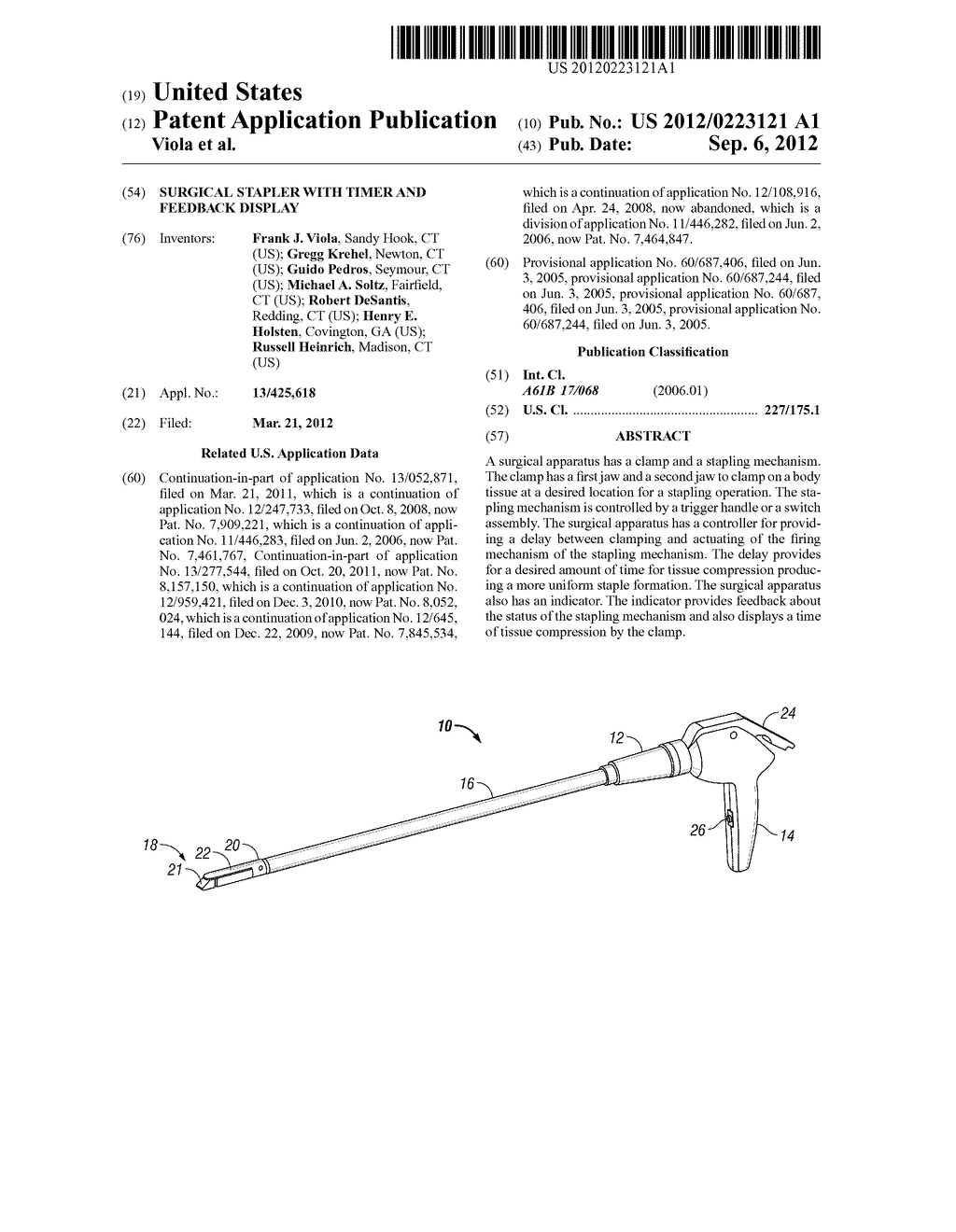 SURGICAL STAPLER WITH TIMER AND FEEDBACK DISPLAY - diagram, schematic, and image 01