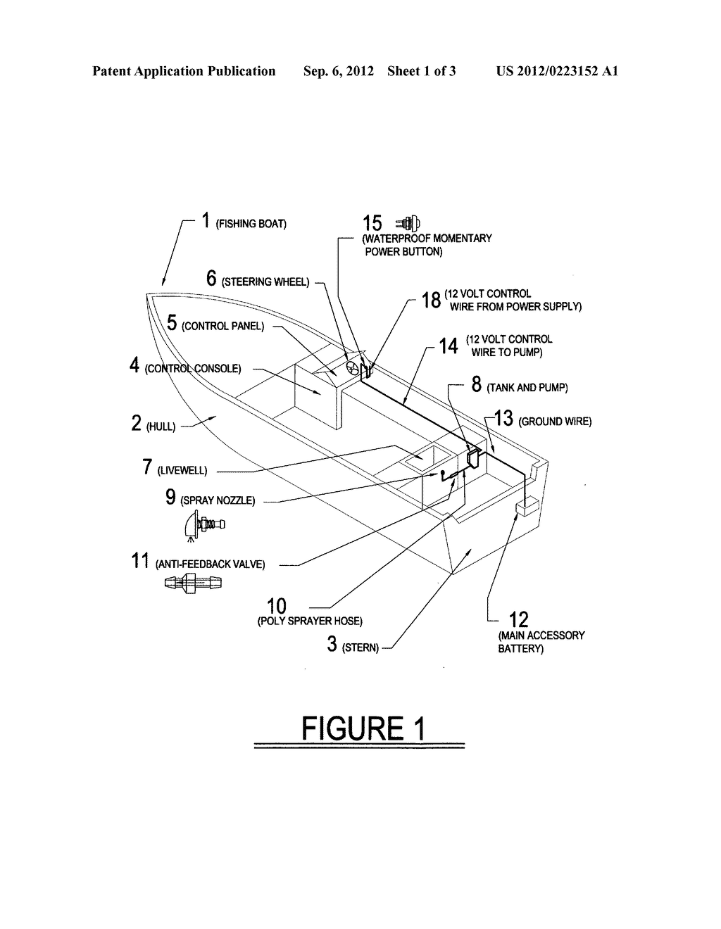 Method for dispensing liquid live release formula into boat livewell - diagram, schematic, and image 02