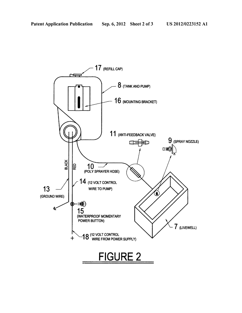 Method for dispensing liquid live release formula into boat livewell - diagram, schematic, and image 03