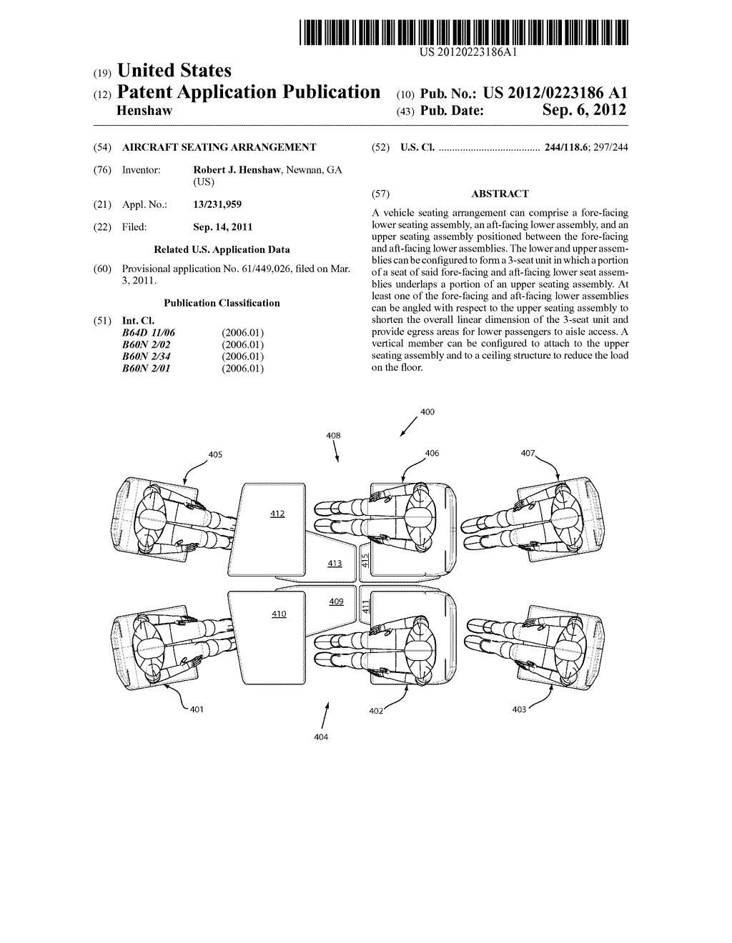 AIRCRAFT SEATING ARRANGEMENT - diagram, schematic, and image 01