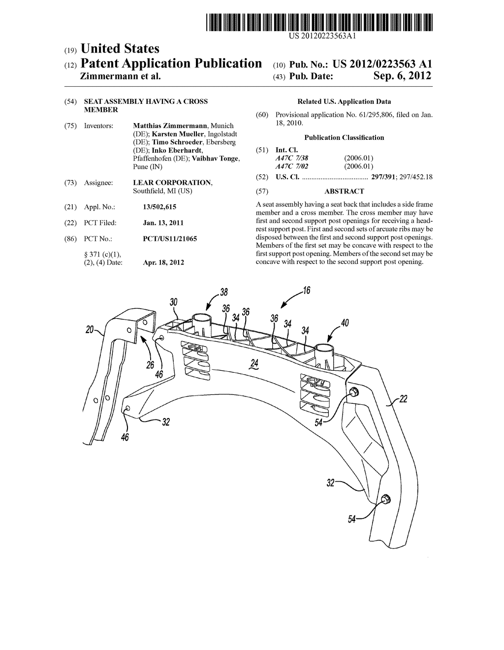 SEAT ASSEMBLY HAVING A CROSS MEMBER - diagram, schematic, and image 01