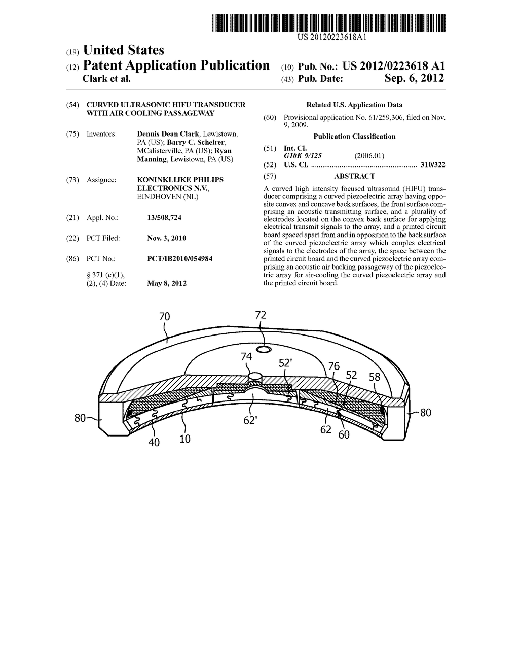 CURVED ULTRASONIC HIFU TRANSDUCER WITH AIR COOLING PASSAGEWAY - diagram, schematic, and image 01