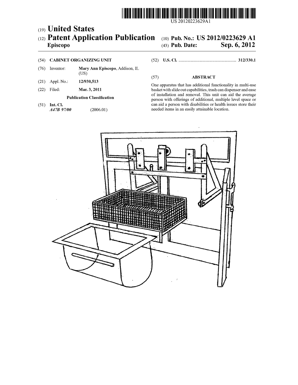 Cabinet organizing unit - diagram, schematic, and image 01