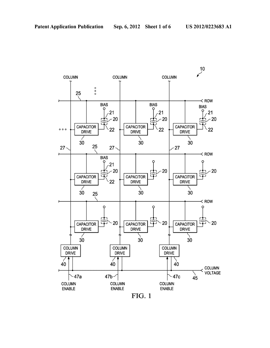 ADDRESS-SELECTABLE CHARGING OF CAPACITIVE DEVICES - diagram, schematic, and image 02