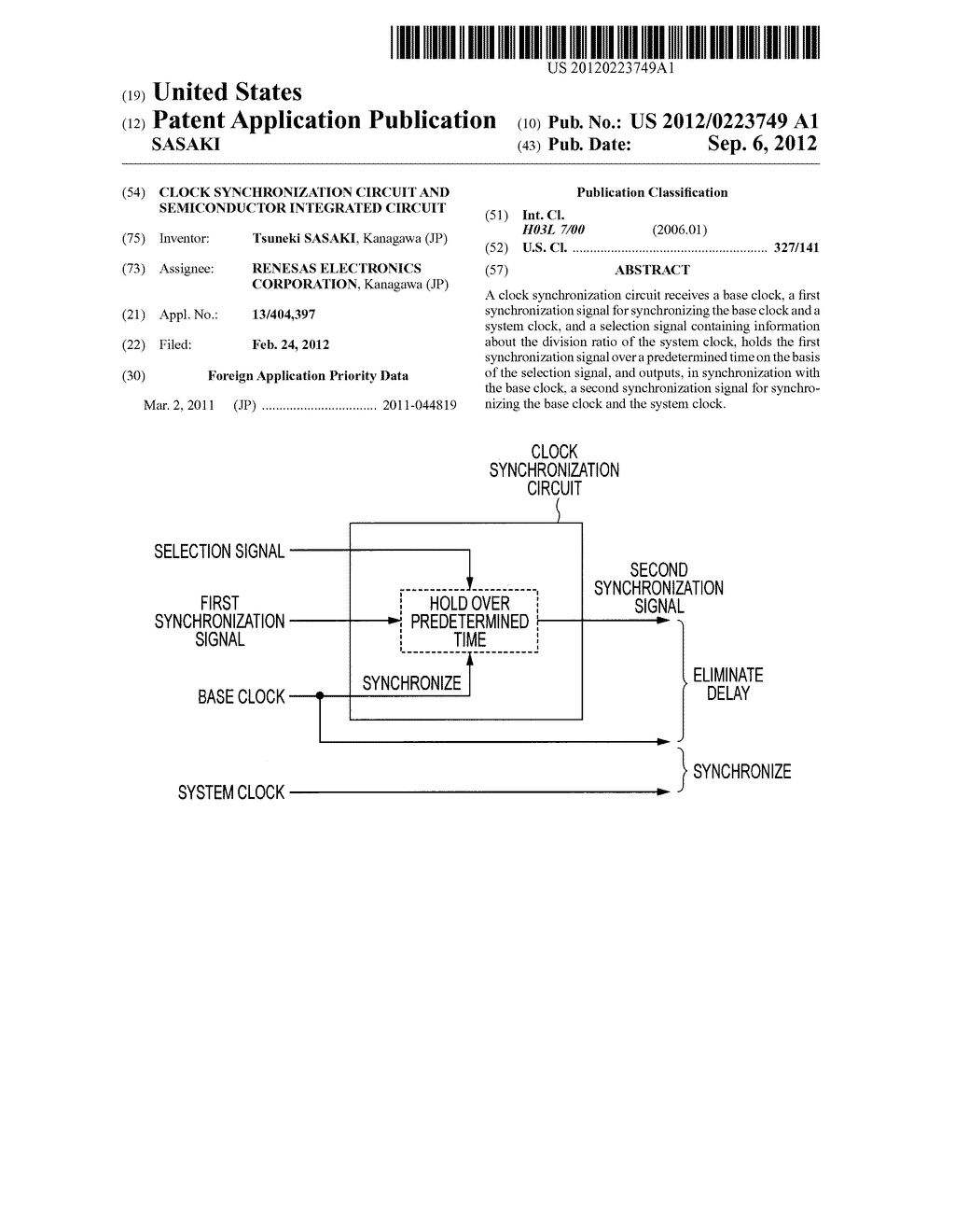 CLOCK SYNCHRONIZATION CIRCUIT AND SEMICONDUCTOR INTEGRATED CIRCUIT - diagram, schematic, and image 01