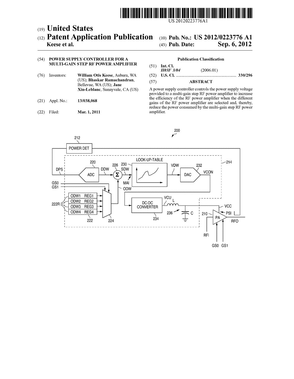 POWER SUPPLY CONTROLLER FOR A MULTI-GAIN STEP RF POWER AMPLIFIER - diagram, schematic, and image 01