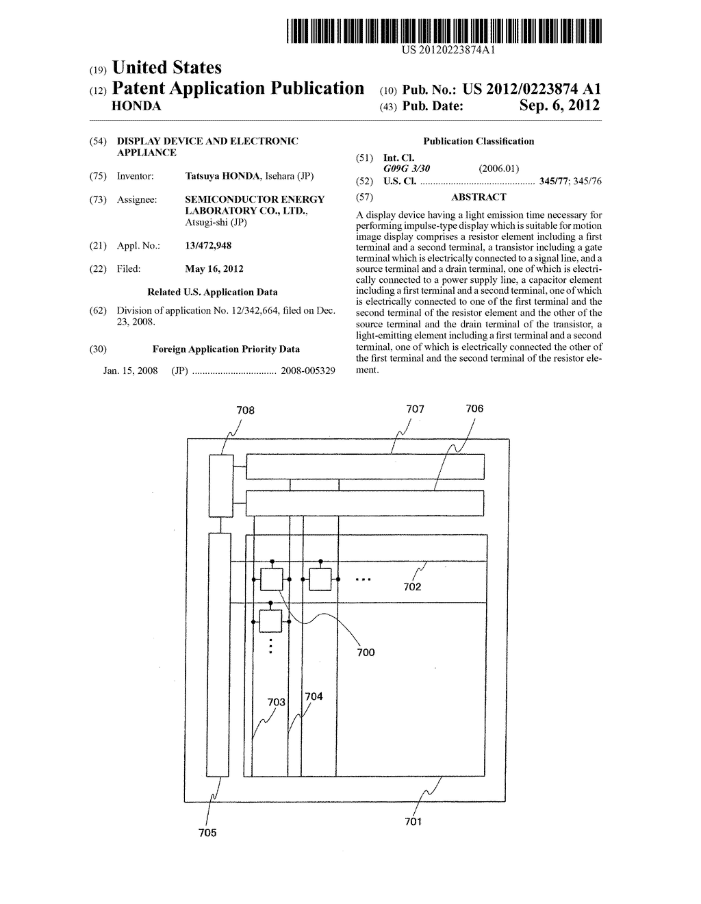 DISPLAY DEVICE AND ELECTRONIC APPLIANCE - diagram, schematic, and image 01