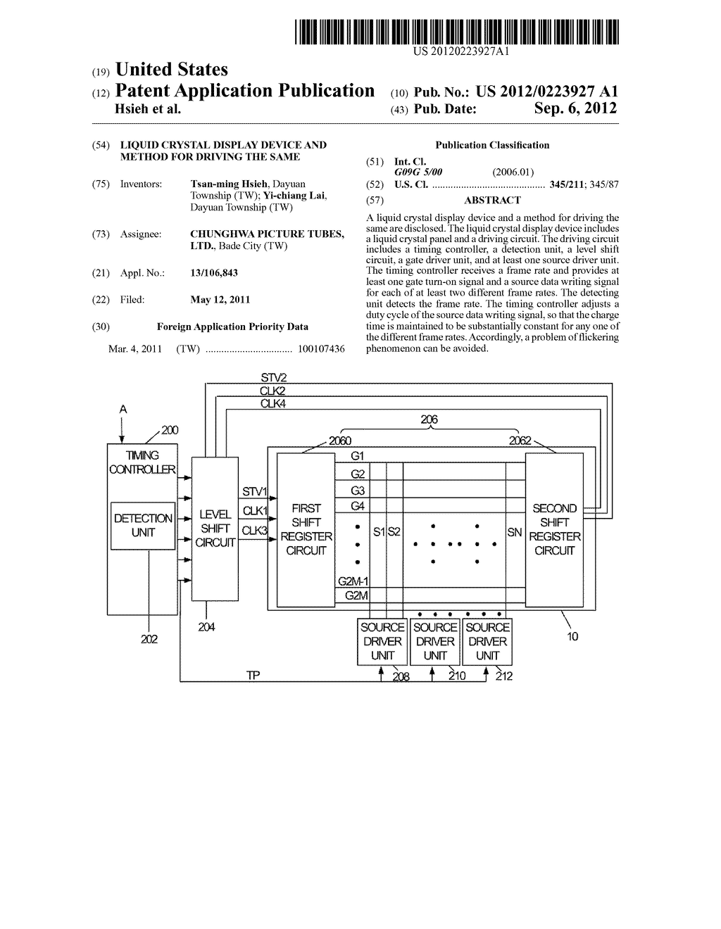 LIQUID CRYSTAL DISPLAY DEVICE AND METHOD FOR DRIVING THE SAME - diagram, schematic, and image 01